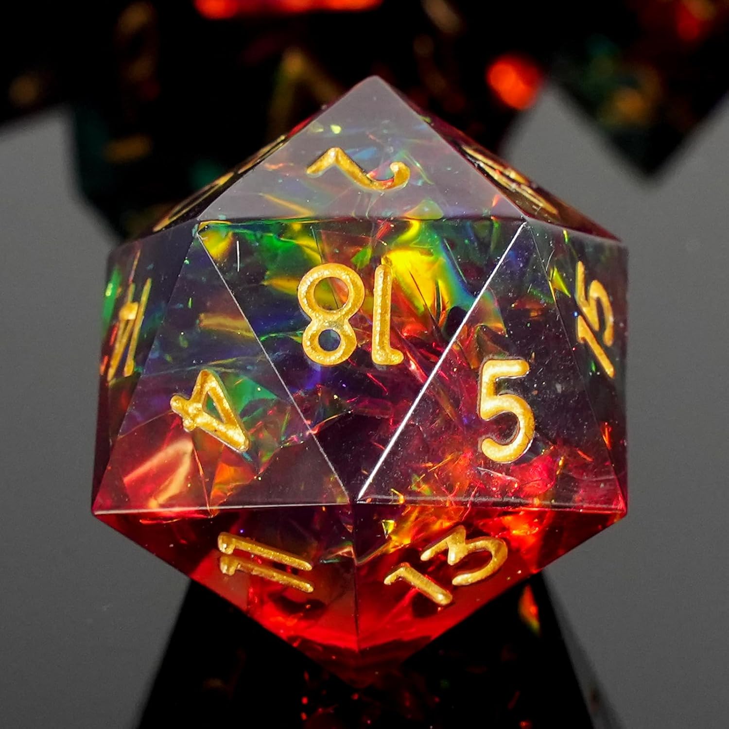 DND Dice Set Sharp Edged Dice Set of 7 DND Faceted Dice Golden Numbers and Beautiful Iron Box Perfect for Dungeons & Dragons RPG and Board Game(Red Green and Gold)