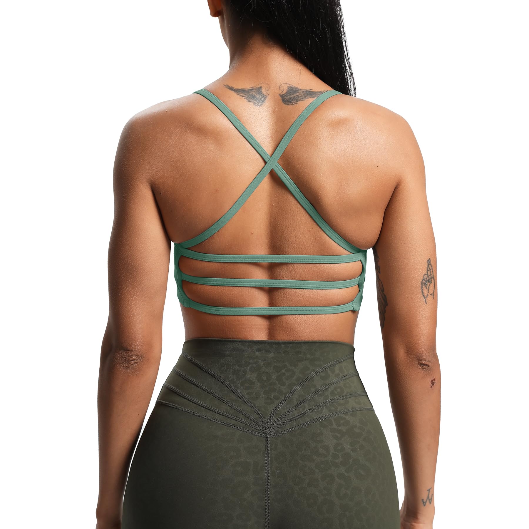 Aoxjox Women's Workout Sports Bras Fitness Amor Low Impact Bra Yoga Crop Tank