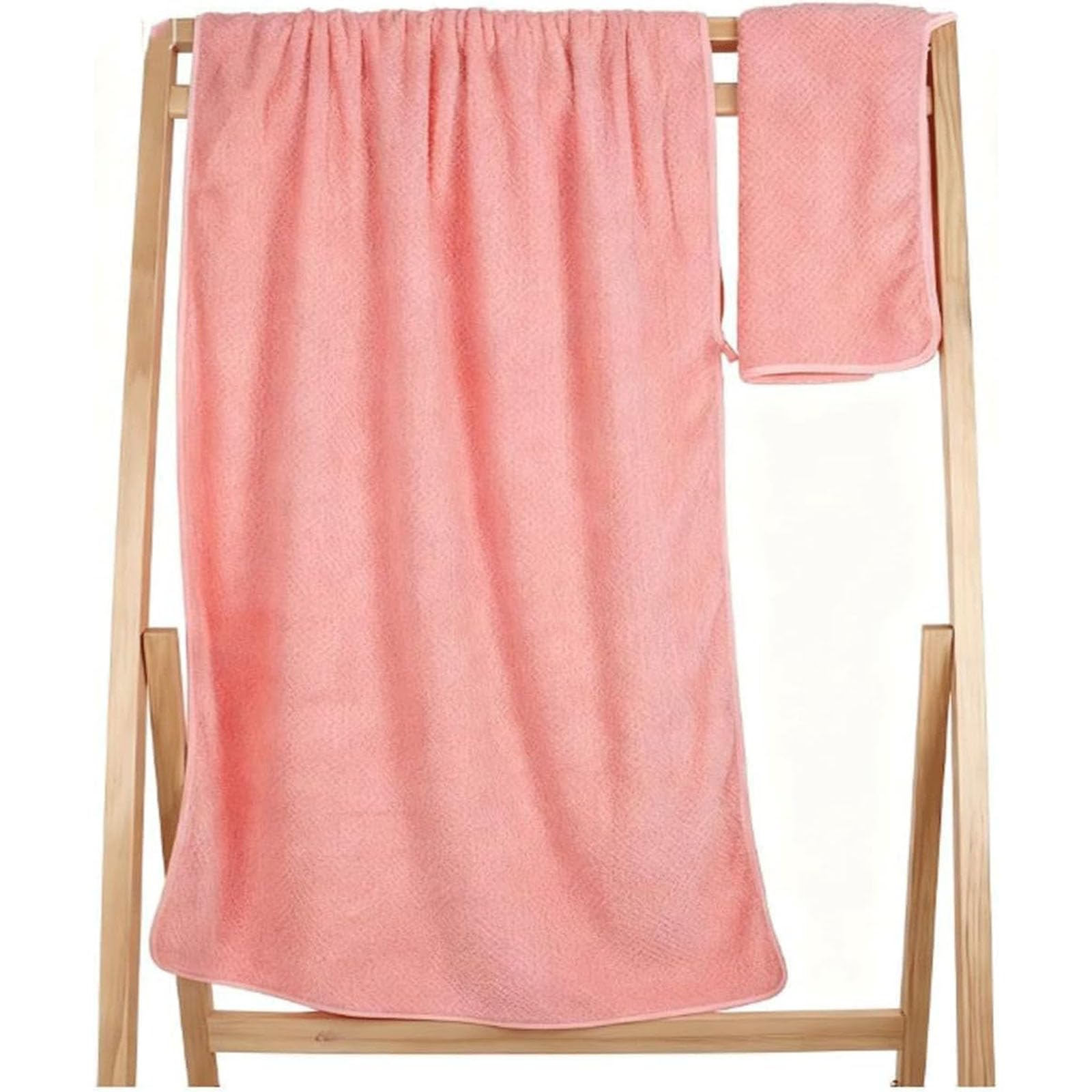 FBBEVWBK 2 Pcs Pink Bath Towels, Microfiber Hair Towel Quick Dry, Hand Towel (35 x 75 cm), Bath Towel (70 x 140 cm)