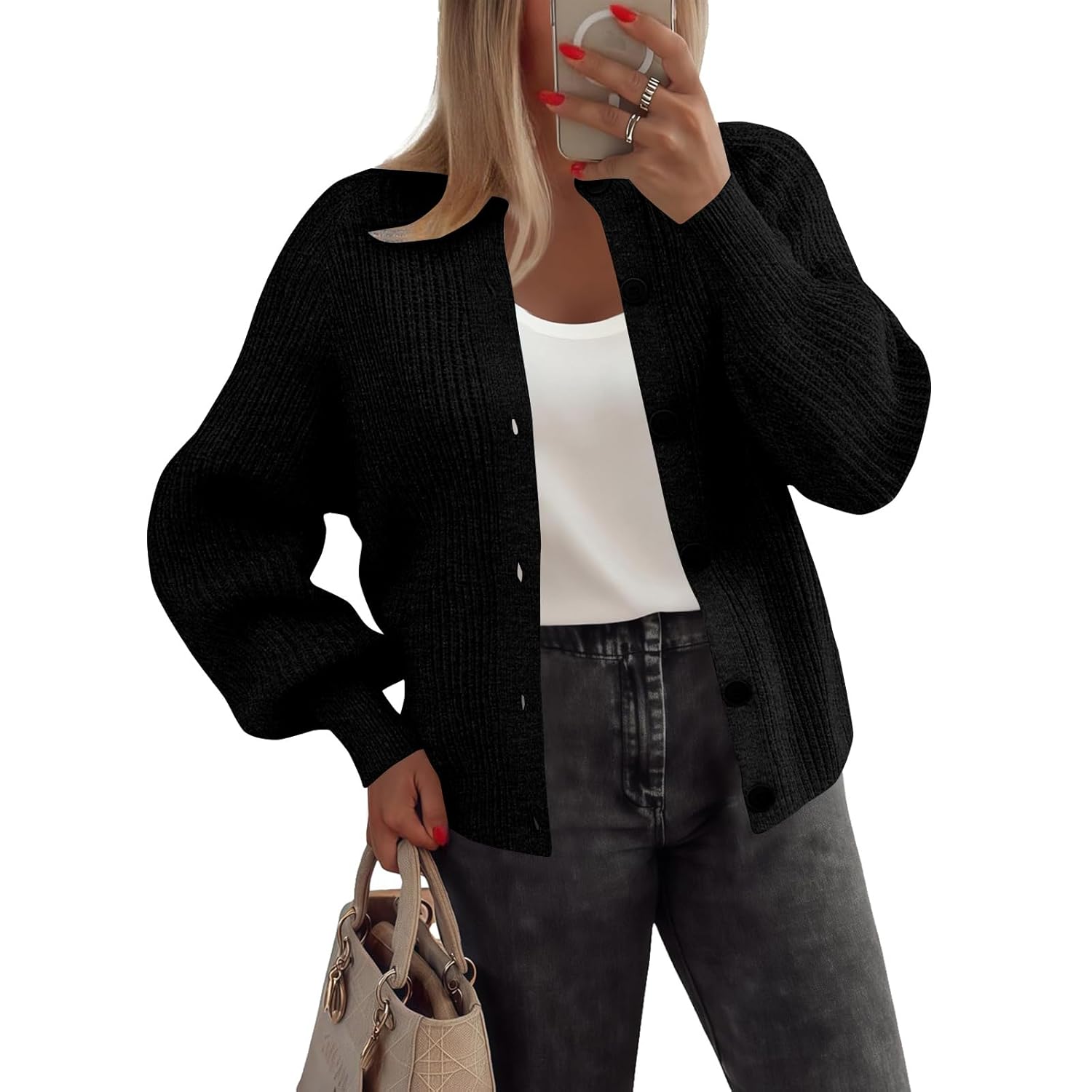 Womens Cardigan Long Sleeve Casual Knit Women Sweaters Button Down Fall Winter Open Front Coat Fashion Tops Outfits