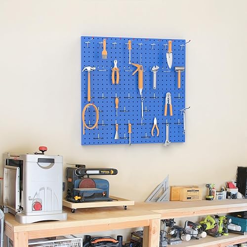 Miniatura 7 de TORACK Organizador de pared de tablero de clavijas de metal de 24 x 24 pulgadas o 12 x 48 pulgadas, sistema de tablero de clavijas de 70 piezas para