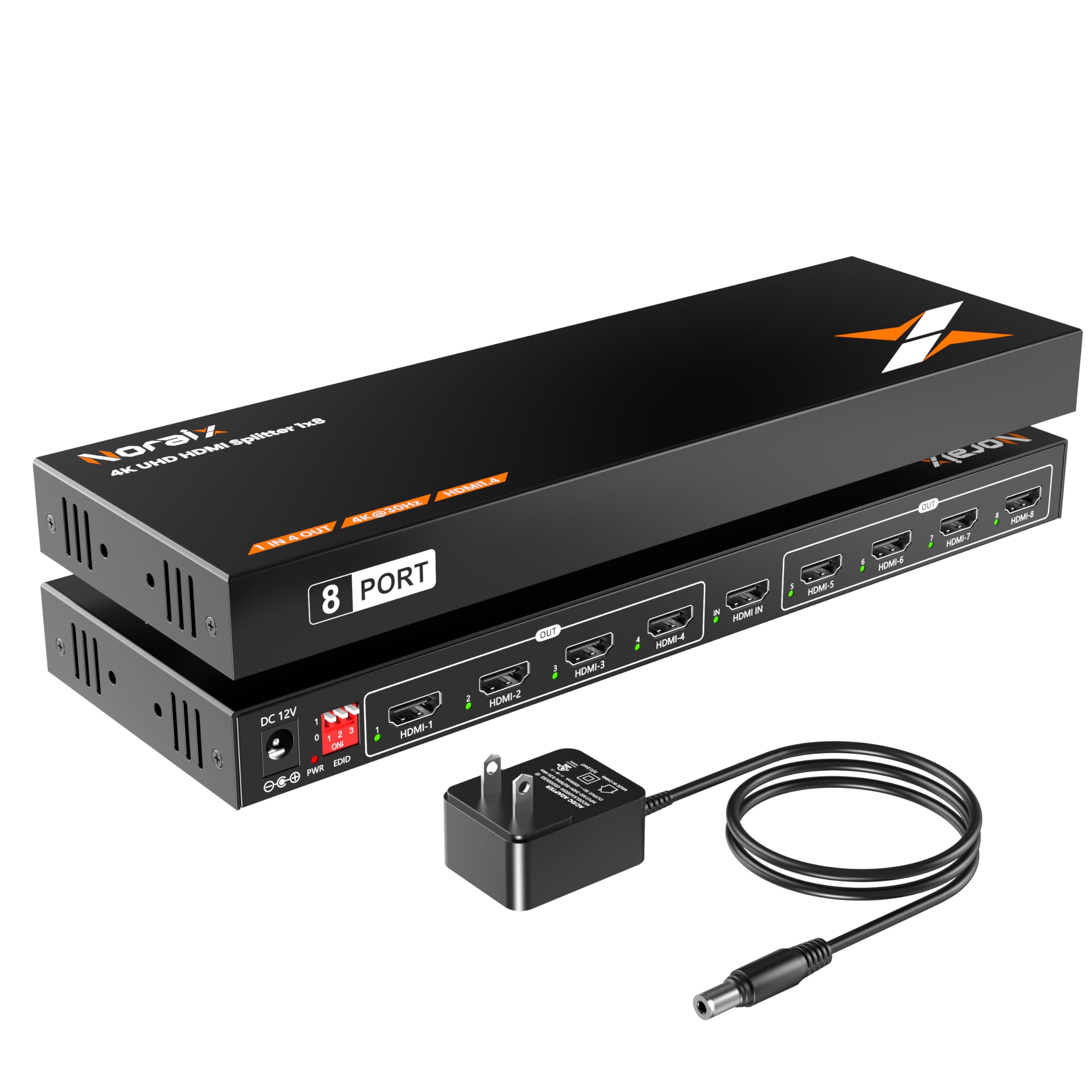 Uncompressed 4K HDMI Splitter 1 in 8 Out with 8 EDID Modes Splitter 1x8