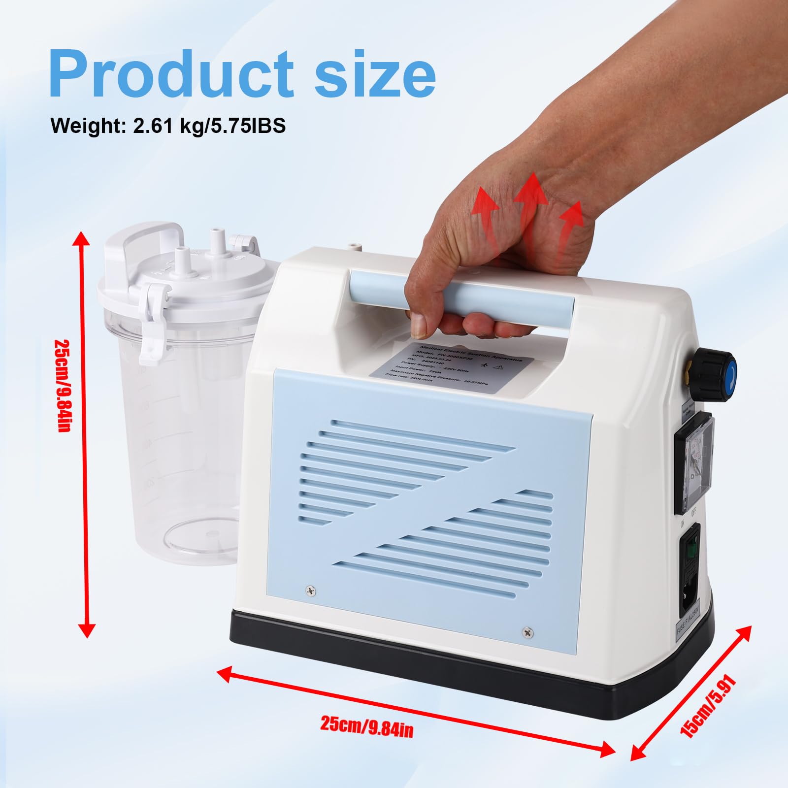 Aspiratore portatile con potente potenza di aspirazione per catarro, muco, espettorato, aspiratore domestico silenzioso da tavolo per anziani e animali domestici