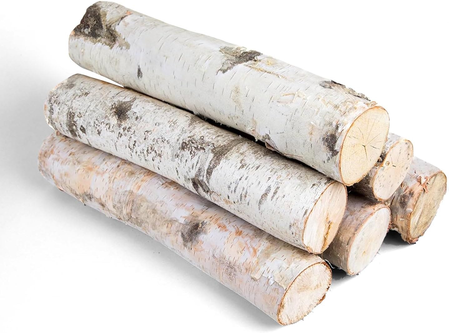17 Inch Natural Birch Logs - Decorative Dried Birch Wood Logs for Fireplace, Wedding Centerpieces - Unfinished Wood DIY Crafts, & Home Décor - Birch Log Bundle for Indoor Display (6 PCS) (2.5"-4" DIA)