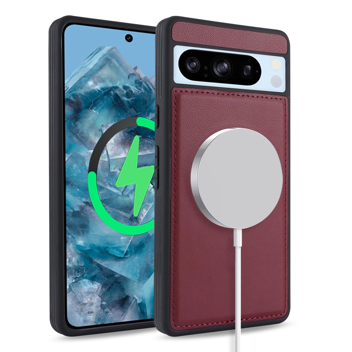 SailorTech for Google Pixel 8 Pro case with Credit Card Holder, fits Pixel 8 Pro Leather Case Wallet for Women Compatible Wallet Detachable 2-in-1 for Men-Red