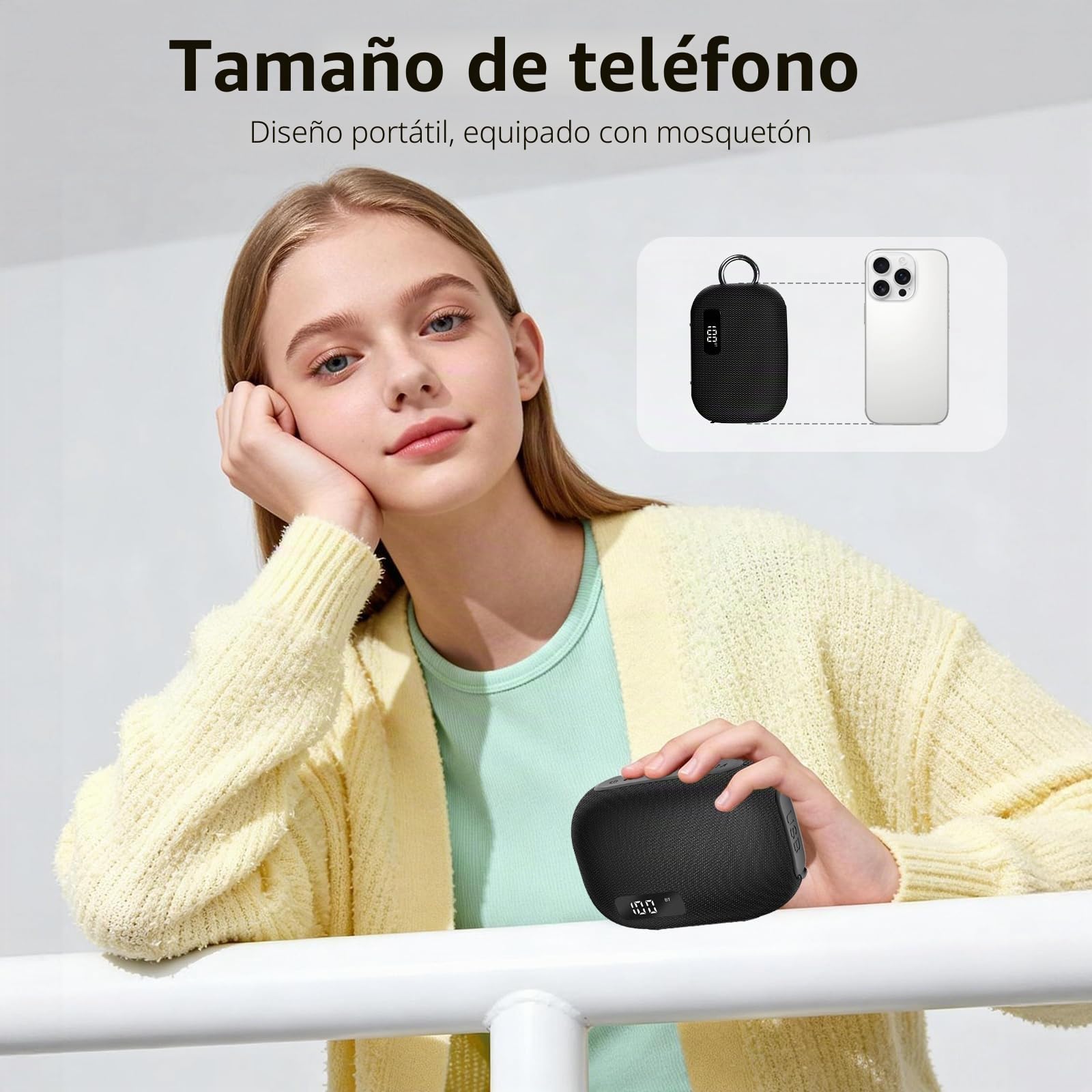 Altavoz Bluetooth 5.4 Potente 15W, Pantalla Digital Inteligente, Altavoces Bluetooth Potentes Bass Boost, TWS y Tarjeta TF, USB, 20H Autonomía, IPX7 Impermeable para Camping,Viajes, Aire Libre, Negro
