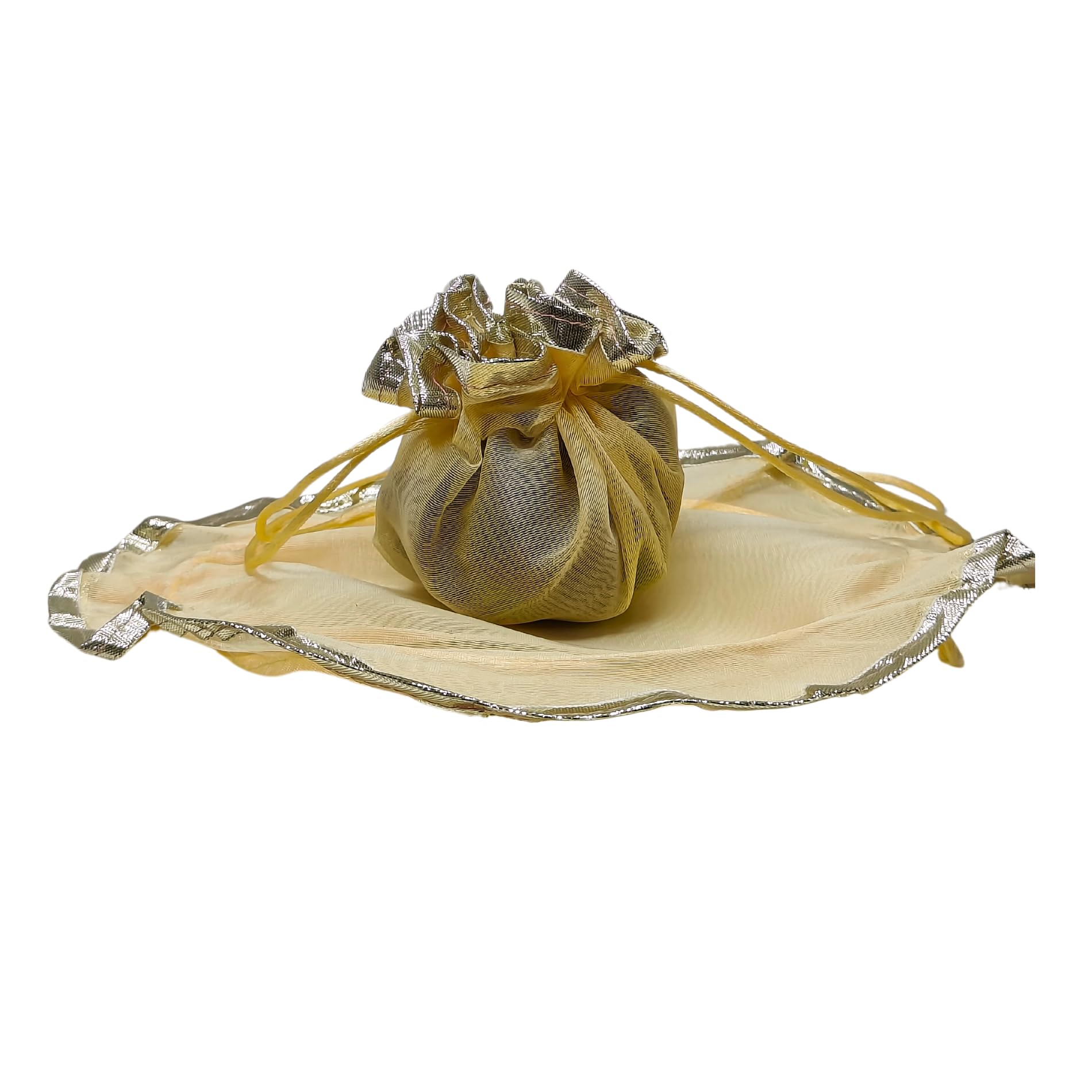 Lushure 50 Piece Extra Small Organza Double Layer Drawstring Potli Bag for Return Gift | Gift Hamper | Shagan (50 Pieces, Cream) (B0DHYHW3NQ) Amazon Price History, Amazon Price Tracker