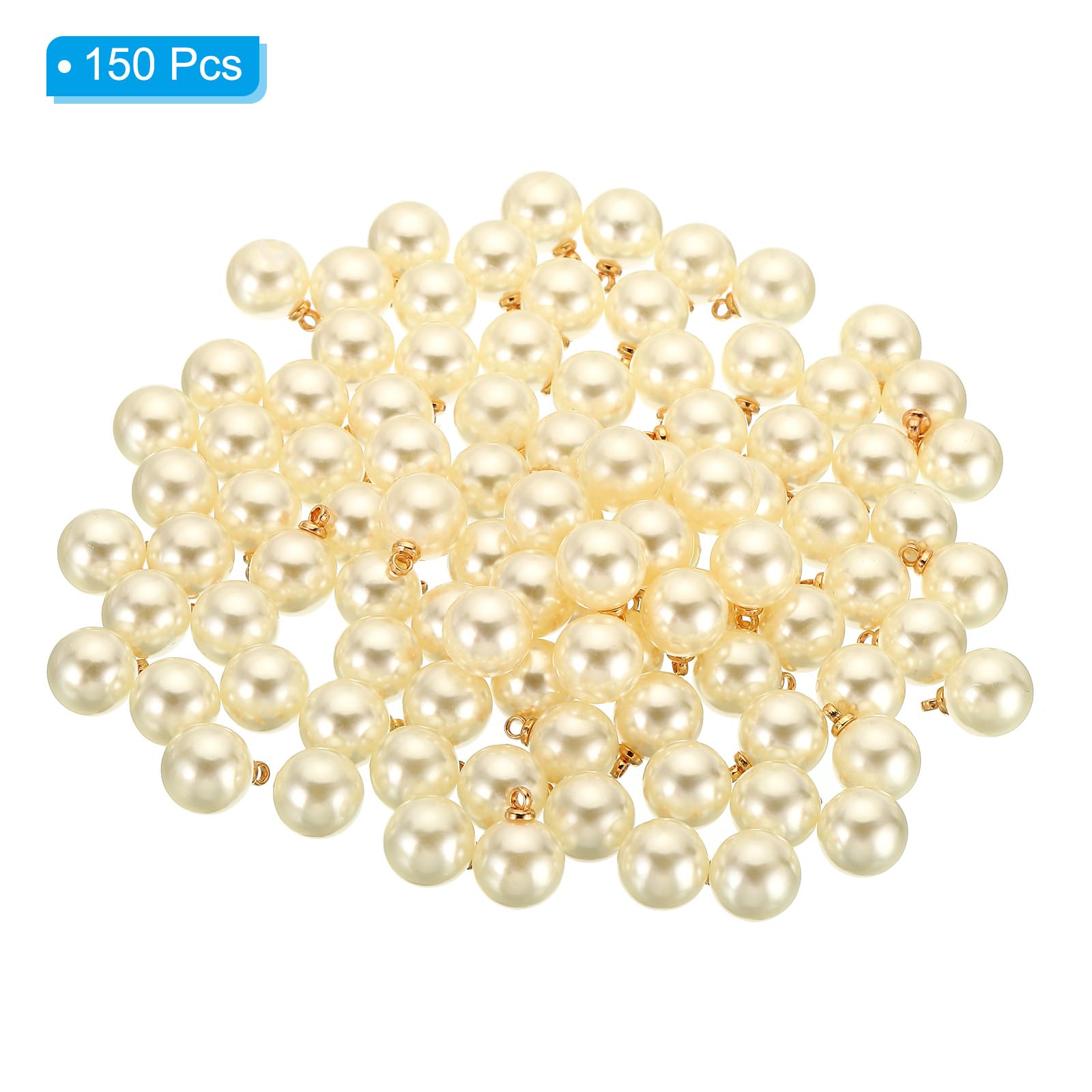 PATIKIL (10mm Pearl Charm, 150Pcs Pearl Beads Faux Pearl Pendant Charm Beautiful Designer DIY for Making s s Wedding Crafts,Gold Beige - Image 3