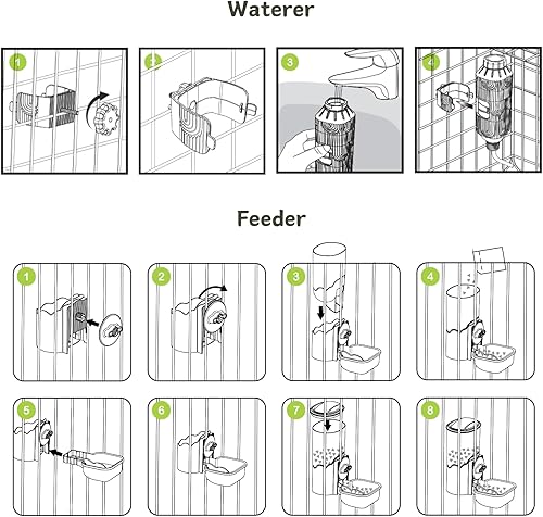 Miniatura 5 de Dispensador automático de agua para alimentos para mascotas, juego de botellas de agua para jaula de gravedad automática, estación de alimentación