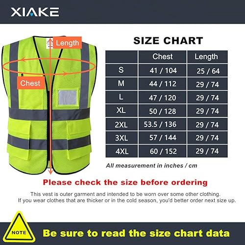 Miniatura 6 de XIAKE 5 Pockets High Visibility Reflective Safety Vest for Men and Women Work Construction Vest