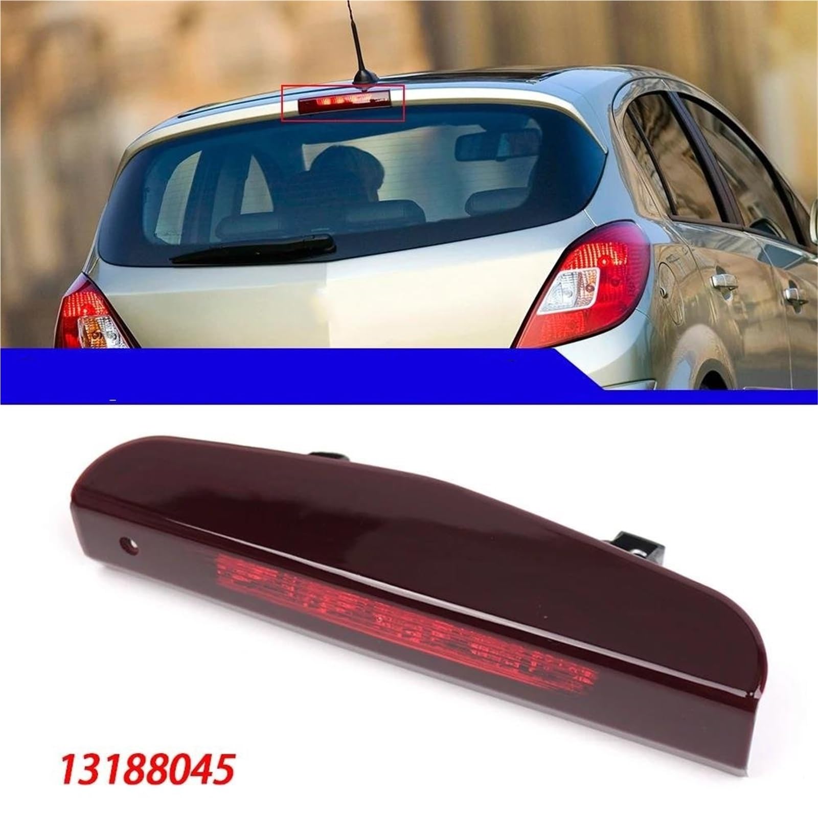 Terza Luce Stop Luce di Stop A LED Rossa Montata in Terza Luce Stop Luce di Stop Posteriore per Opel per Corsa D 2006-2014 5 Porte 13188045 Terza Luce Freno