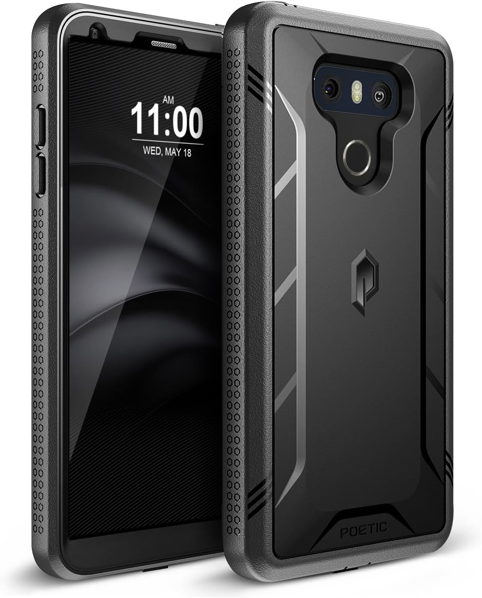 Poetic Revolution Series Case Designed for LG G6 /G6 Plus (2017), Full-Body Rugged Dual-Layer Shockproof Protective Cover with Kickstand and Built-in-Screen Protector, Black