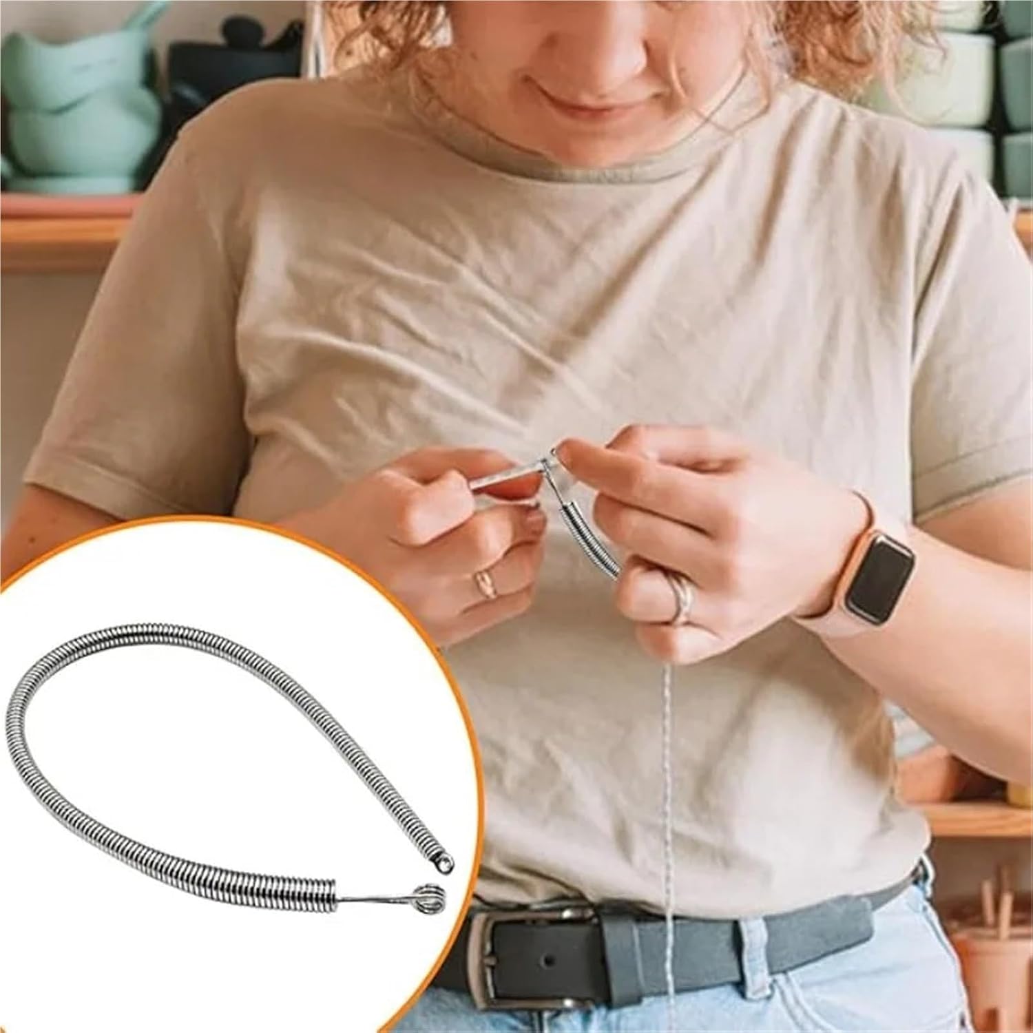 Drawstring Cord with Spring Threader Tool 10pcs Metal Elastic Drawstring Rope Threader Bendable Spring Clip for Pants Threading Tool