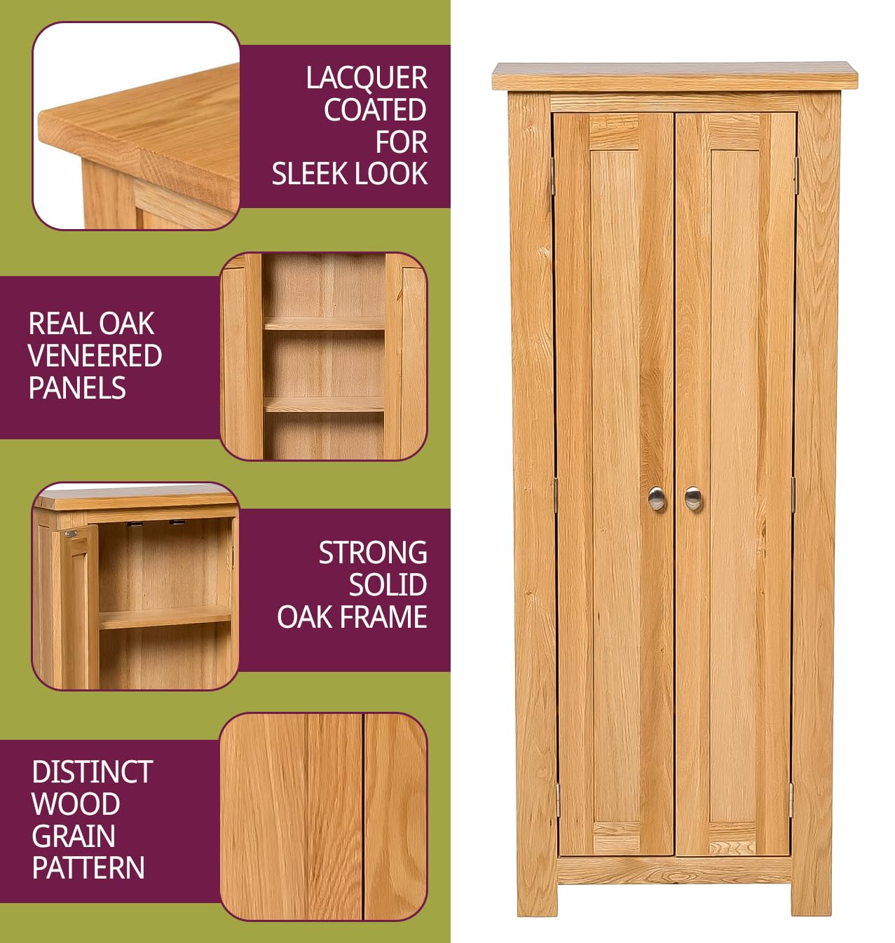Hallowood Furniture Waverly - Mobiletto per Dvd, in Legno massello Sottile, con 2 Ante e 5 Ripiani, Finitura Laccata, per Soggiorno, Camera da Letto o Ufficio