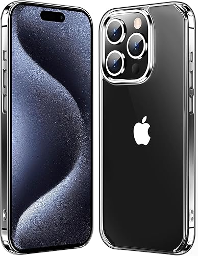 Funda transparente para iPhone 15 Pro, antiamarilleo, protección contra caídas de grado militar de 15 pies, a prueba de golpes, delgada y bonita
