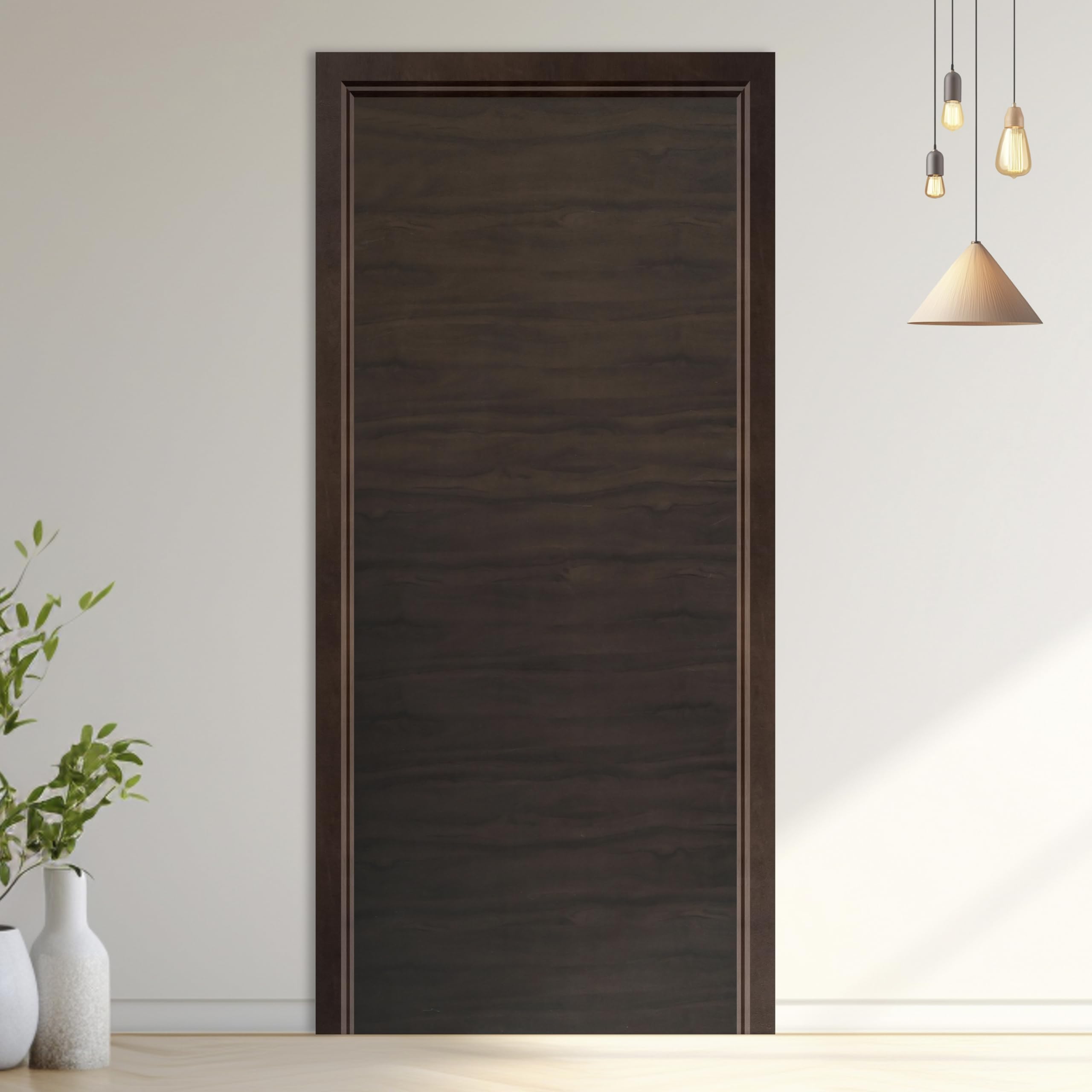 LAPO WPC Door 25mm for Bathroom,Home Door,Waterproof & Termiteproof,Door for Entrance,Office,Balcony,Kitchen (Without Frame) 27x81 inch,Destiny-600-(20.5Kg-Dark Wooden)-608