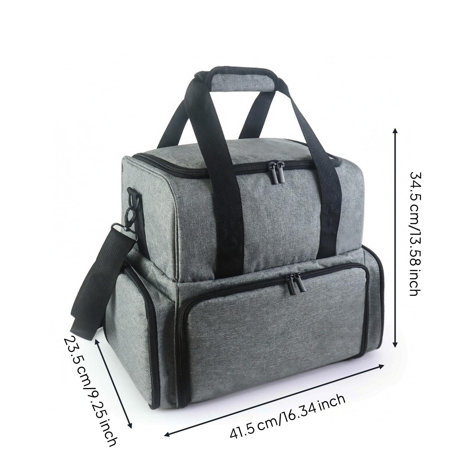Nagellack Organizer Tasche Aufbewahrung Koffer Etui mit Doppeltem Fach Und Einsatz Halterungen Gepolstert aus Nylon für Transport von Maniküre Zubehör, Array, Dunkelgrau, 41.5x23.5x34.5cm