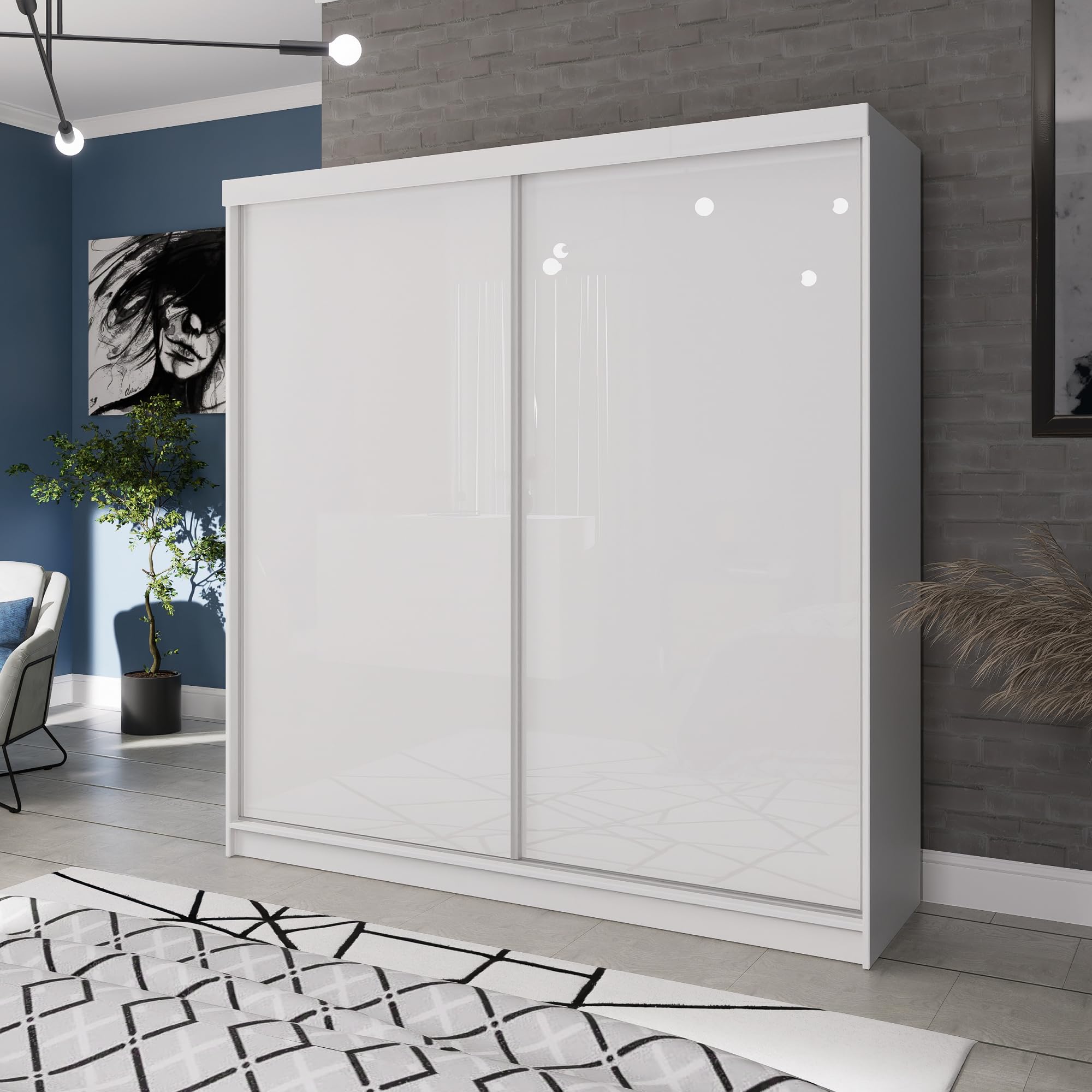 Marlux-Meble Kleiderschrank 175 cm breit mit Schwebe & Schiebetüren