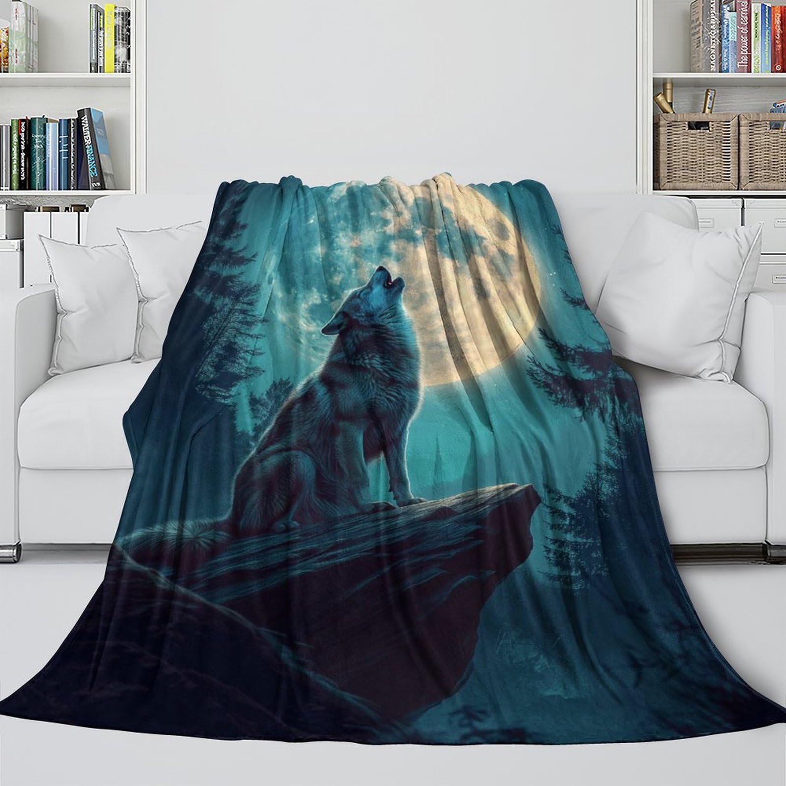 LXHASPIEO Wolf Cozy Blanket - Soft Blanket Birthday Gift for Hubby Boyfriend Girlfriend Neighbor - Bed Sofa Office Crib 40x50inch(100x130cm)