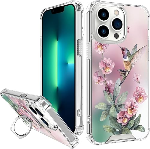 OOK Funda transparente compatible con iPhone 13 Pro Max, diseño de colibrí rosa, TPU flexible, a prueba de golpes, antiarañazos, funda transparente disponible en Yaxa Peru