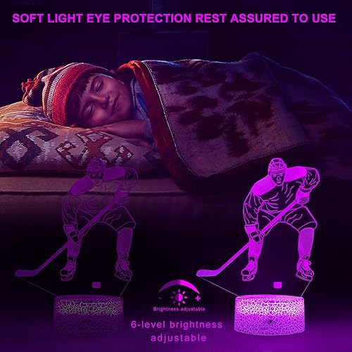 Miniatura 2 de FlyonSea Regalos de hockey sobre hielo para niños, juguetes de hockey sobre hielo de 16 colores cambiantes, luz nocturna para niños con control
