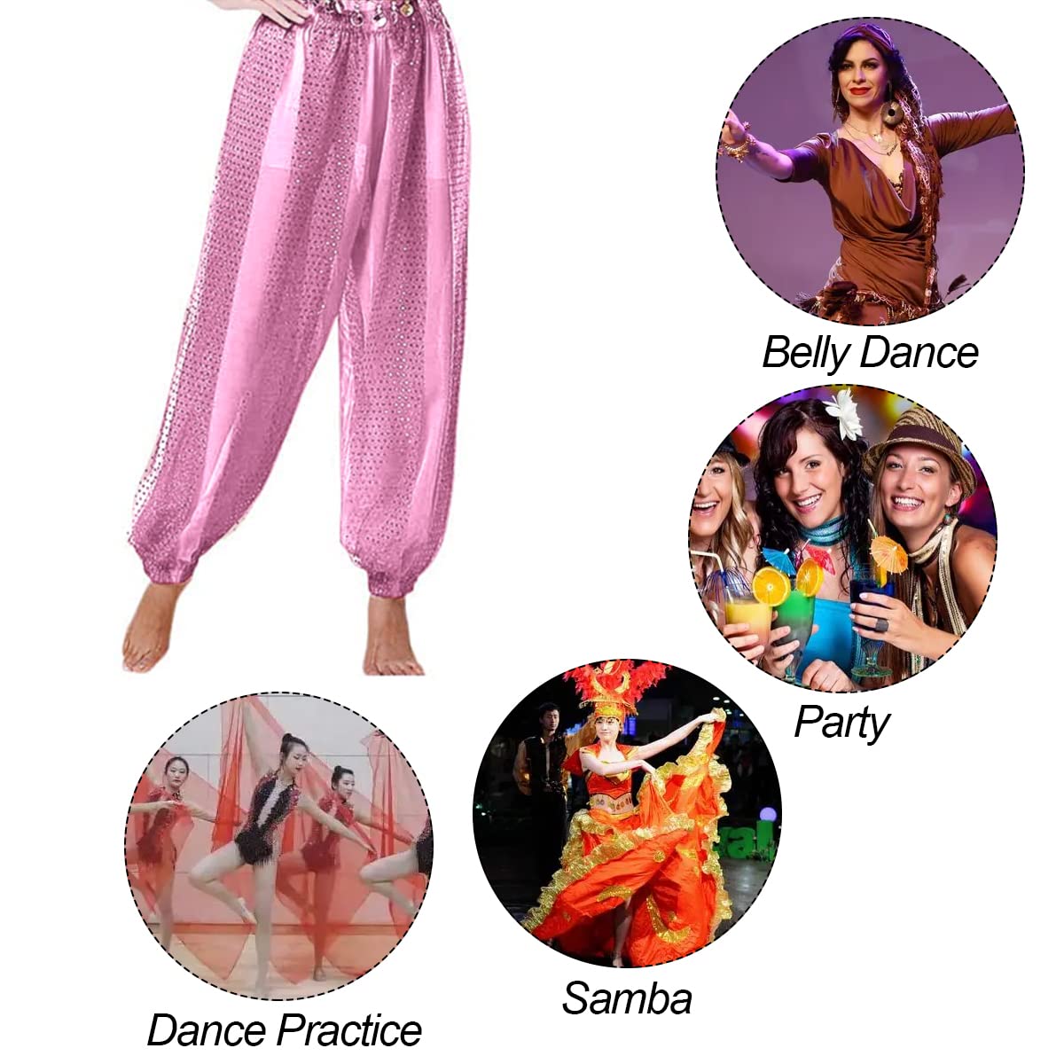 Pantalon Harem de Danse du Ventre Arabe Tribal en Mousseline de Soie, Costume de Performance Lâche Brillant pour Fête Zumba Dansant Yoga