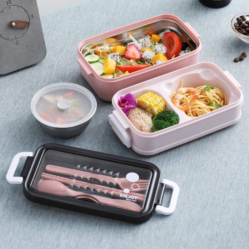 Pudełko na lunch ze stali nierdzewnej dwuwarstwowy termiczny kubek na zupę Bento pudełko izolowane jedzenie