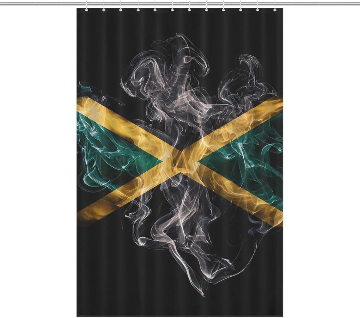 Jamaican Flag Rasta Smoke Print Shower Curtain 46.85x70.87Inch（119x180cm） Polyester Bath Curtain Shower Curtains Printed Decorative
