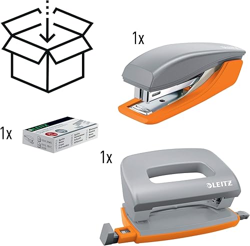 Miniatura 3 de Leitz Mini grapadora y perforadora, grapadora o perforadora de hasta 10 hojas, incluye grapas, gama Urban Chic, azulnegro, 55996088