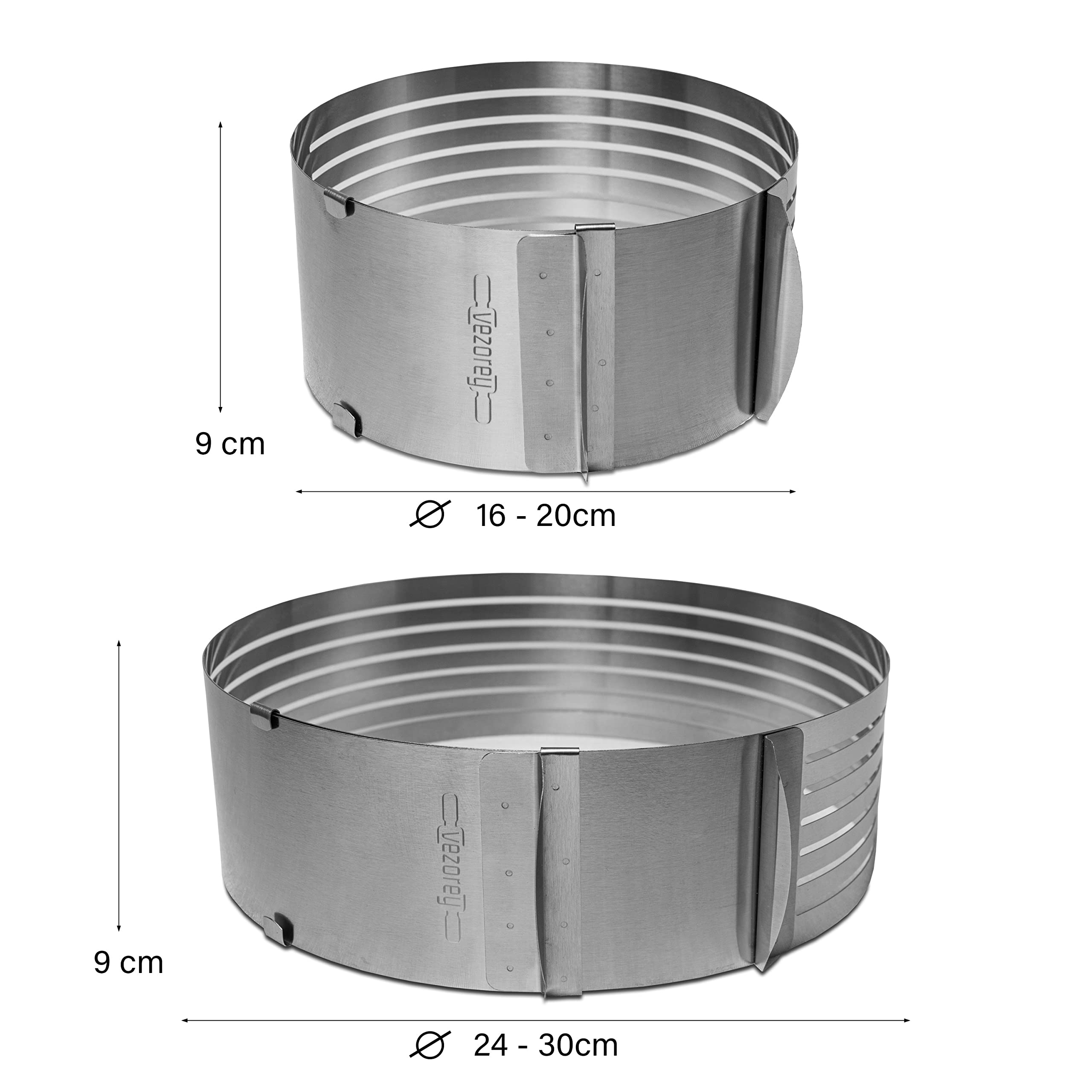 4-teiliges Set Tortenschneider & Tortenbodenschneideset inkl. Tortenheber & Tortenmesser (30cm) - Tortenboden & Tortenteiler Schneidehilfe (16-30cm) - Kuchen- & Torten-Bodenschneider