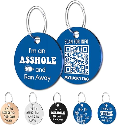 MYLUCKYTAG Identificación de mascota con código QR de acero inoxidable  Etiqueta personalizada para perros y gatos con perfil en línea y correo