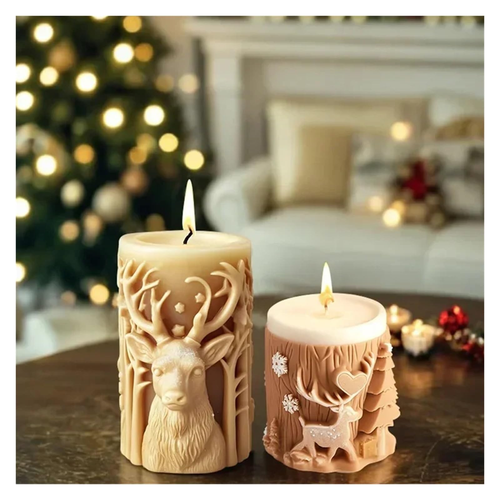 Moule cylindrique en silicone 3D en forme de sapin de Noël en relief avec lettre Merry Christmas flocon de neige (type A)