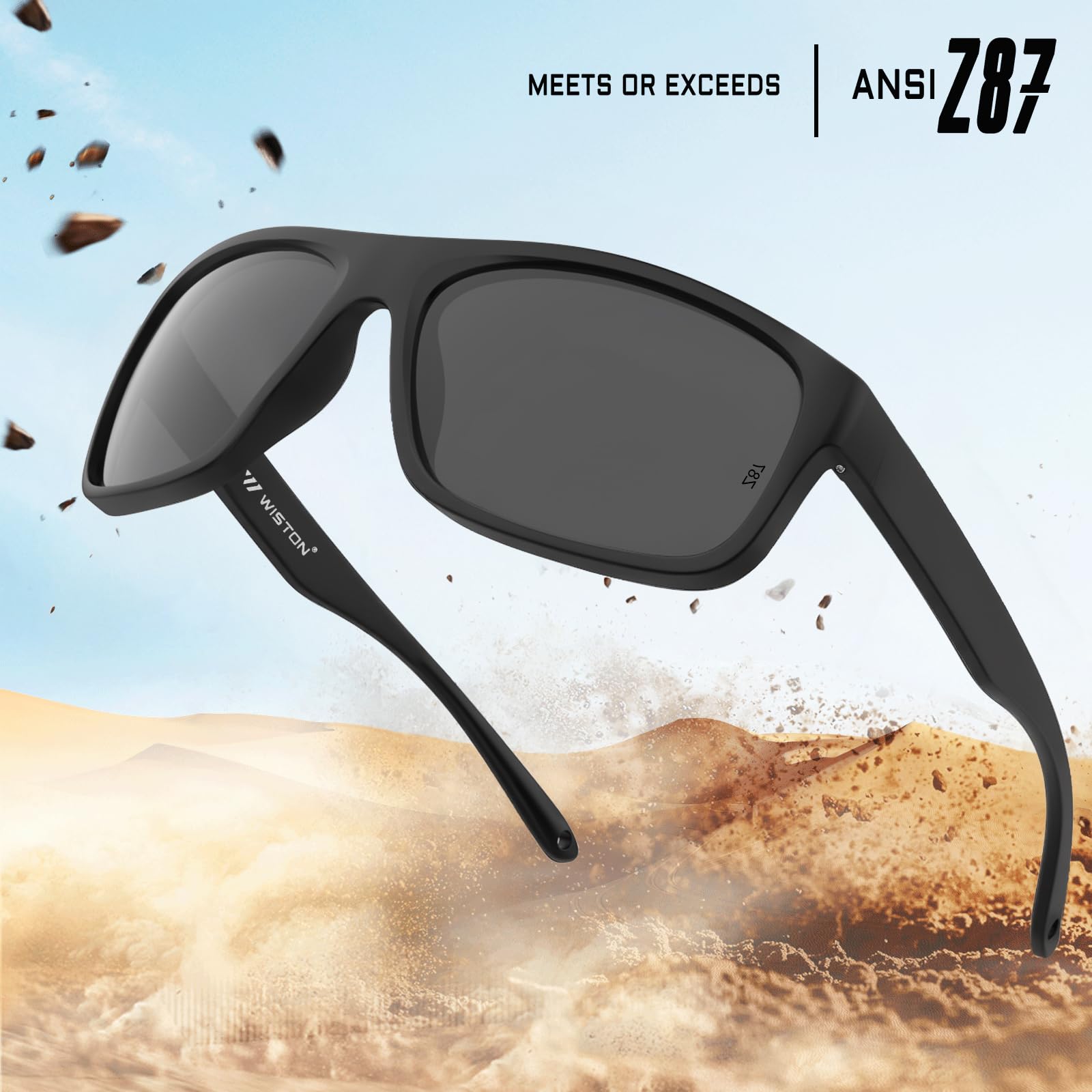 WISTON Z87 Okulary przeciwsłoneczne dla mężczyzn i kobiet –146 mm szerokość przednia owijane okulary ochronne UV400 TR90 sportowe prostokątne oprawki Z8247