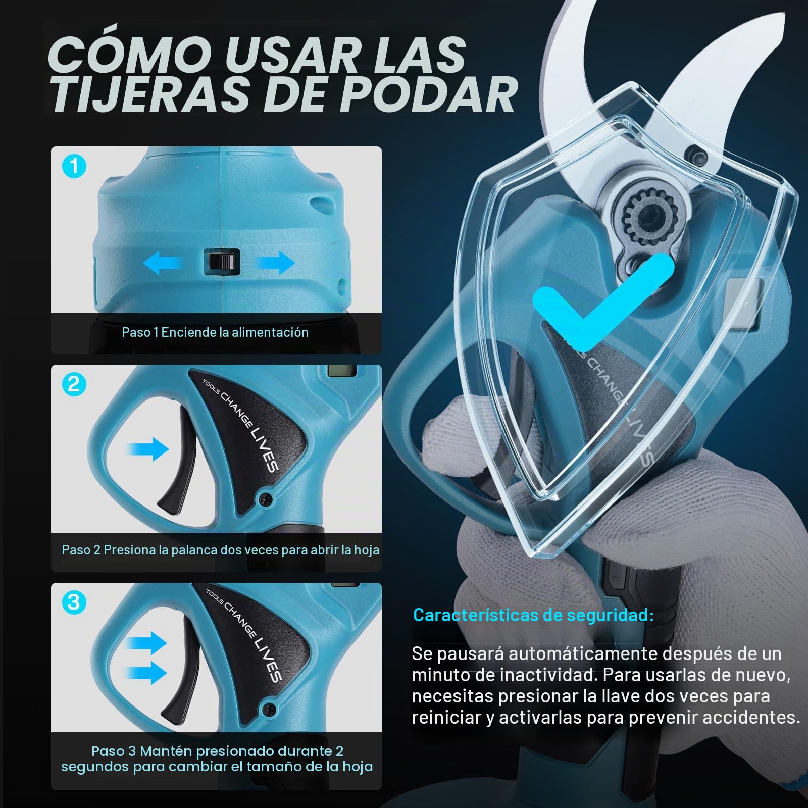Tijeras de Podar Eléctricas 45mm con Pantalla Digital, 2 Baterías 2000mAh, Motor Sin Escobillas, Tijeras de Podar Profesionales para Jardinería, Árboles Frutales, Olivos, Viñedos y Parques