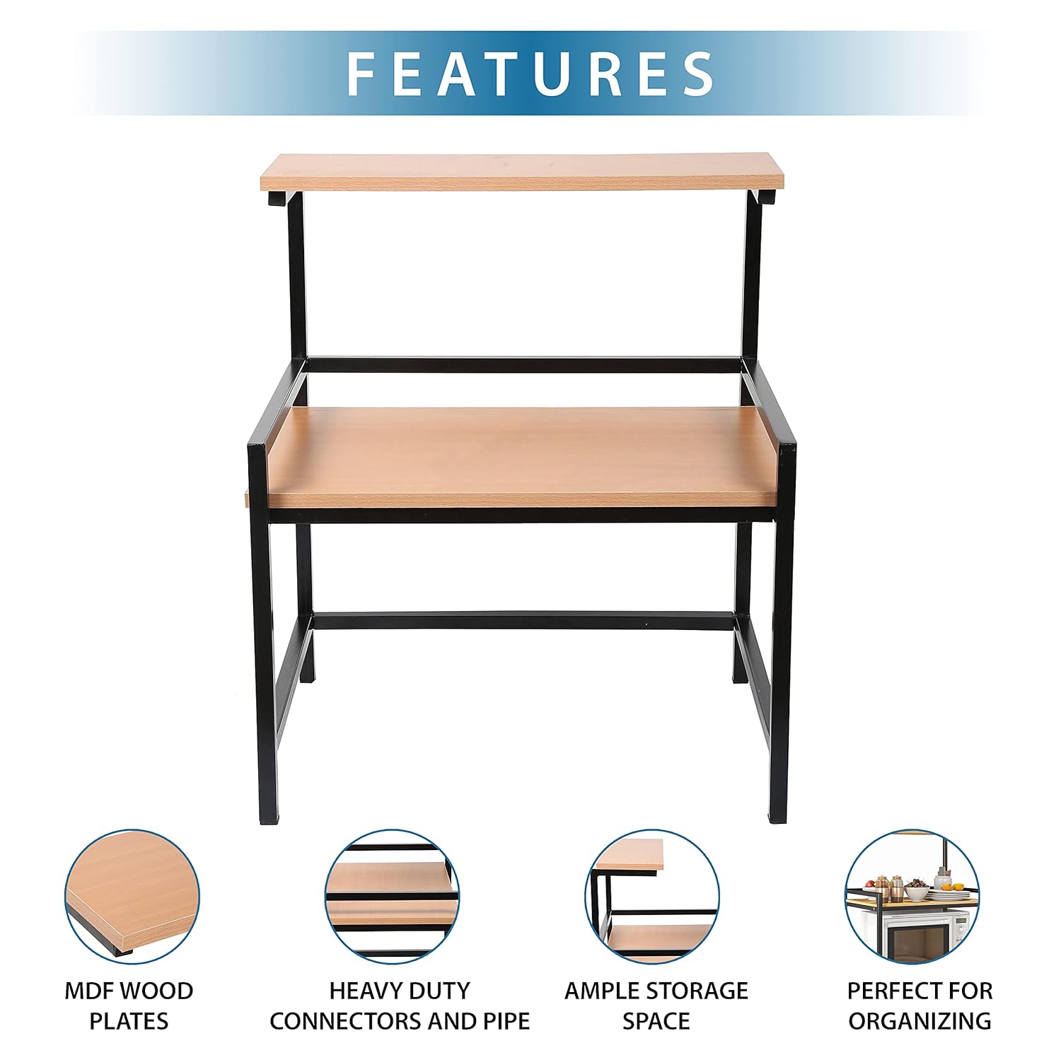 amazon basics Engineered Wood Multi-Purpose Rack for Microwave, OTG, Oven | Kitchen Organizer (Brown) | 40D x 60W x 70.6H cm offers donot miss 3 amazon basics Engineered Wood Multi-Purpose Rack for Microwave, OTG, Oven | Kitchen Organizer (Brown) | 40D x 60W x 70.6H cm offers donot miss