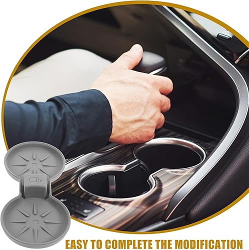 Miniatura 7 de Cabilock Car Cup Holder Insert Mat Gray Silicone Anti-Slip Central Console Coaster Automotive Cup Holder Pad for Spill Prevention Easy Installation