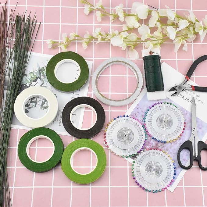 14 Pack Floral Arrangement Tools Kit, Floral Tapes White Green Brown