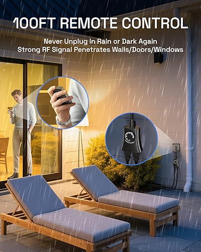 Miniatura 5 de HBN Temporizador de luz para exteriores, impermeable, resistente a la intemperie, fotocélula del atardecer al amanecer, temporizador con sensor de
