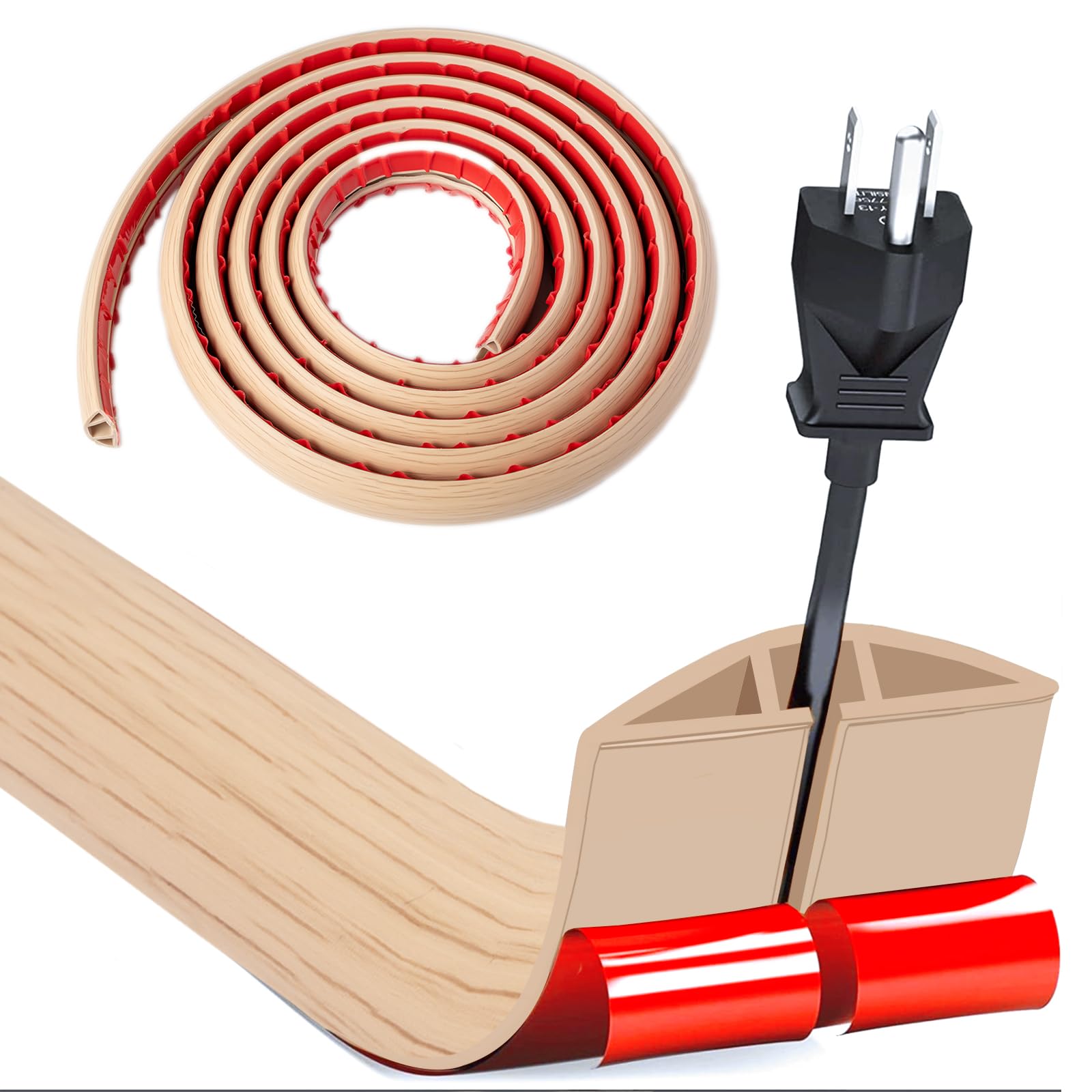 Puente de Cable, pequeño conducto de Cable Flexible, Grano de Madera de 1.0m X 5cm, protección de Cable de Piso de PVC, conducto de Cable para oficinas Apartamentos almacenes hoteles (Caoba, 3m X 3cm)