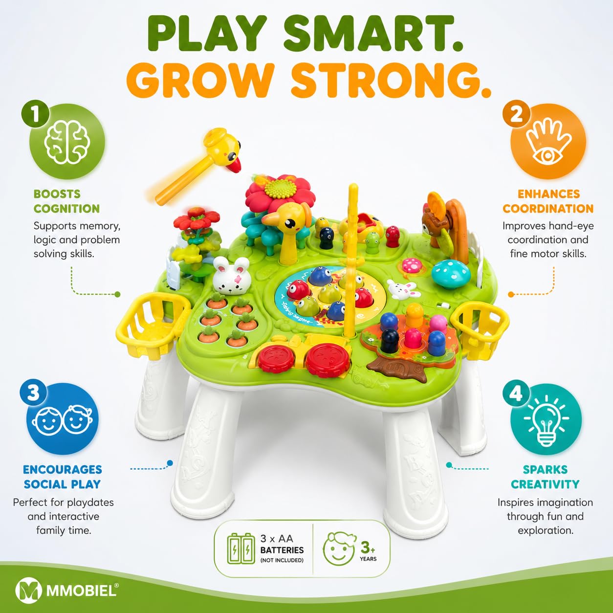 MMOBIEL Tavolo da gioco multifunzione 2 in 1 per bambini, 6 giochi di attività con luci e suoni, gambe rimovibili, tavolo educativo interattivo