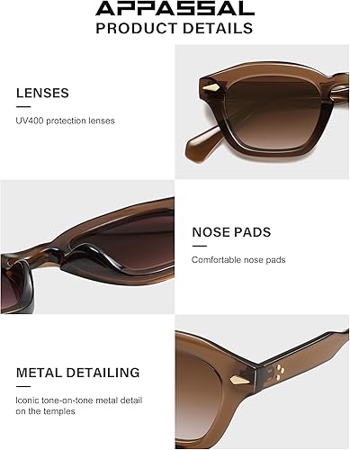 Vista 3 de Gafas de sol cuadradas retro pequeñas para mujeres y hombres rectángulos AP3680