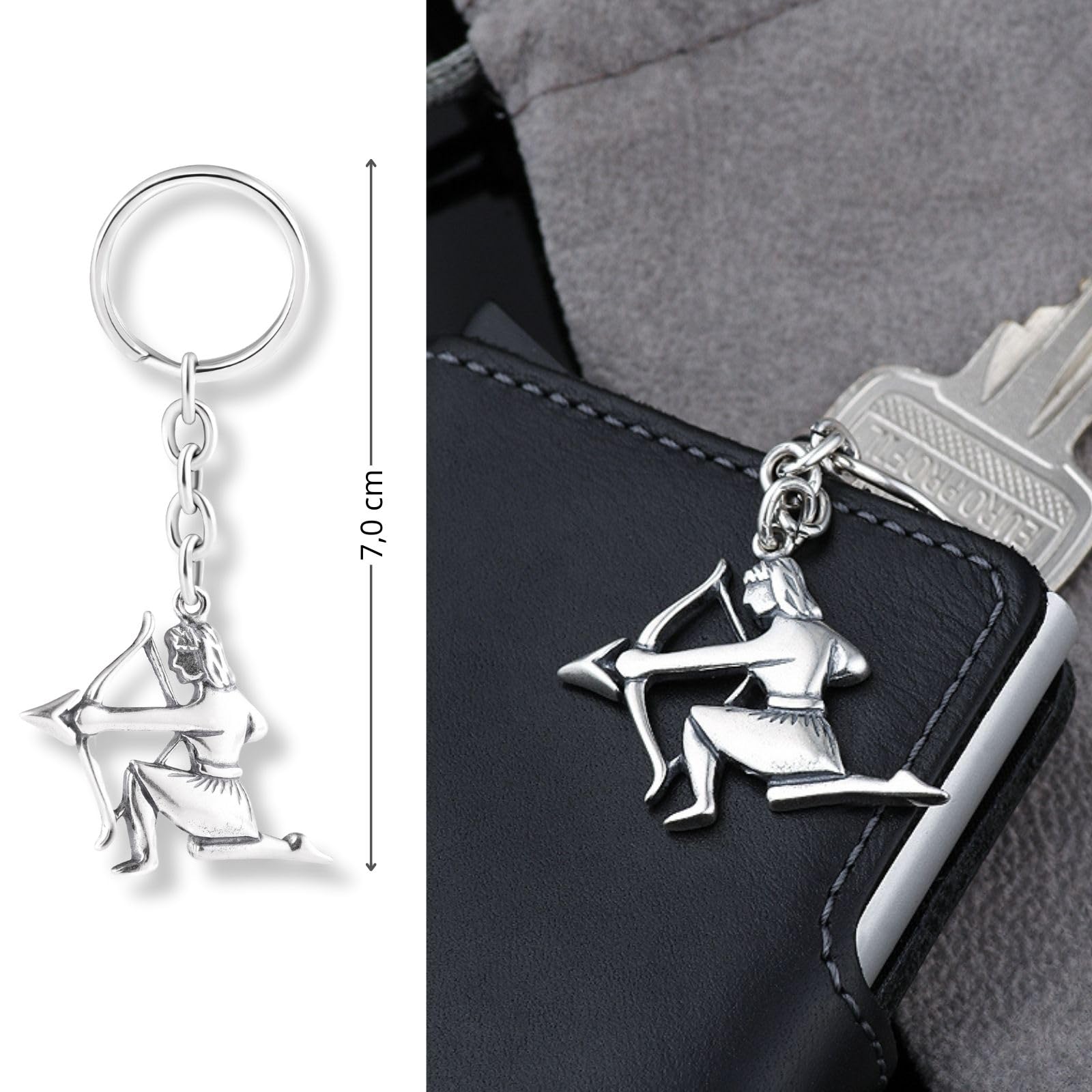 Portachiavi Argento Con Design Zodiaco Per Uomo Elegante