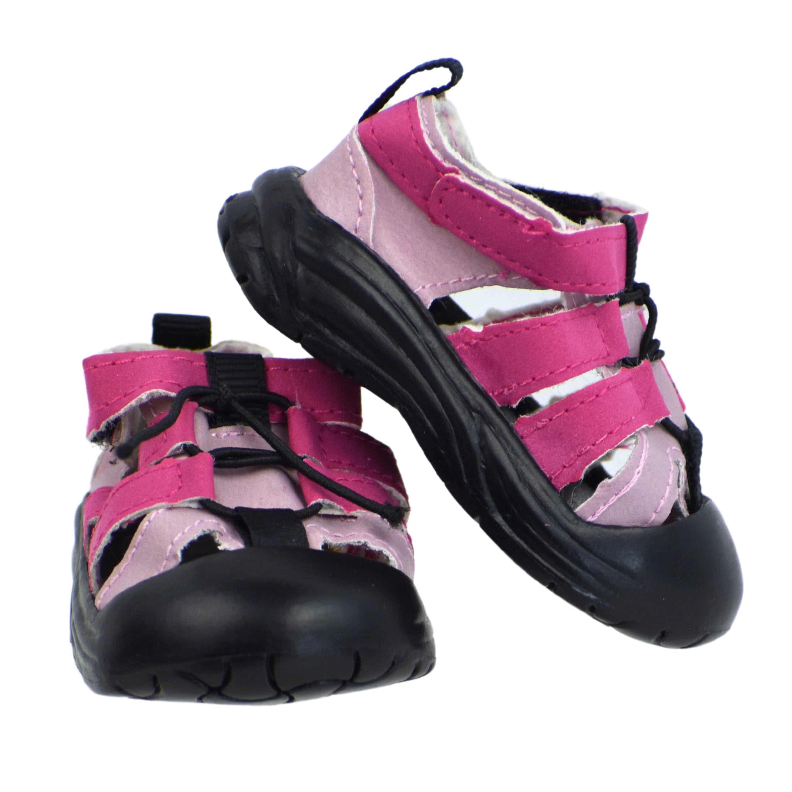 Sophia's Cool Outdoor Athletic Hiking Gender-Neutral Mix & Match Velcro Ankle Strap Sandal Shoes for 18” Dolls, Pink/Black