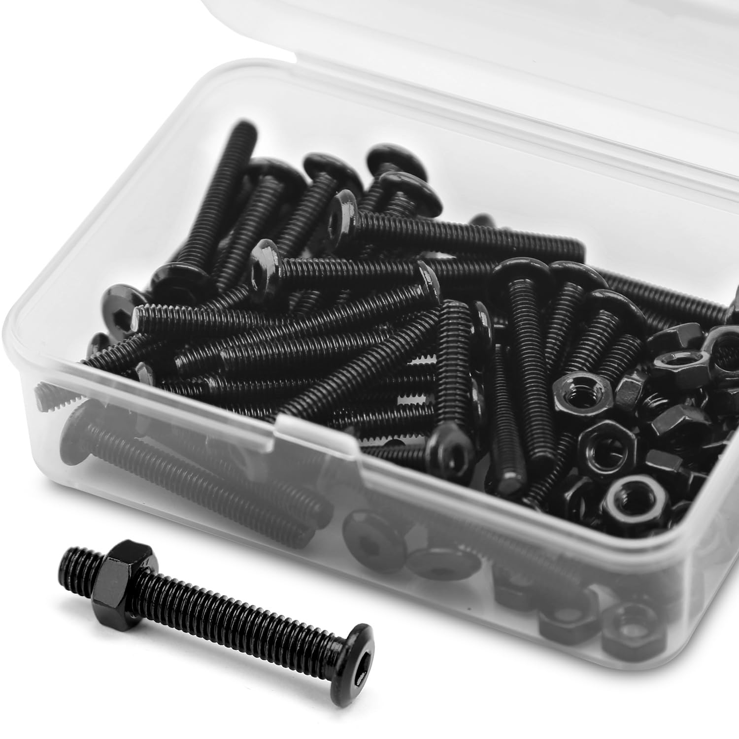 (40 sets) M4 x 30mm Flat Round Hexagon Socket Head Bolts and Nuts kit 304 Stainless Steel Black Oxide, Furniture bolts