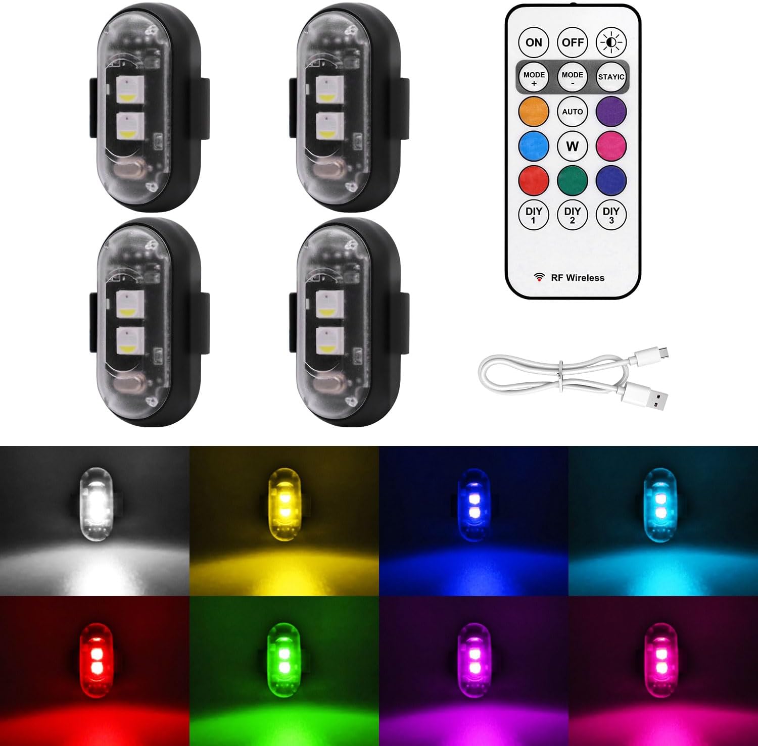 4PCS Wireless LED Strobe Lights with Remote Control