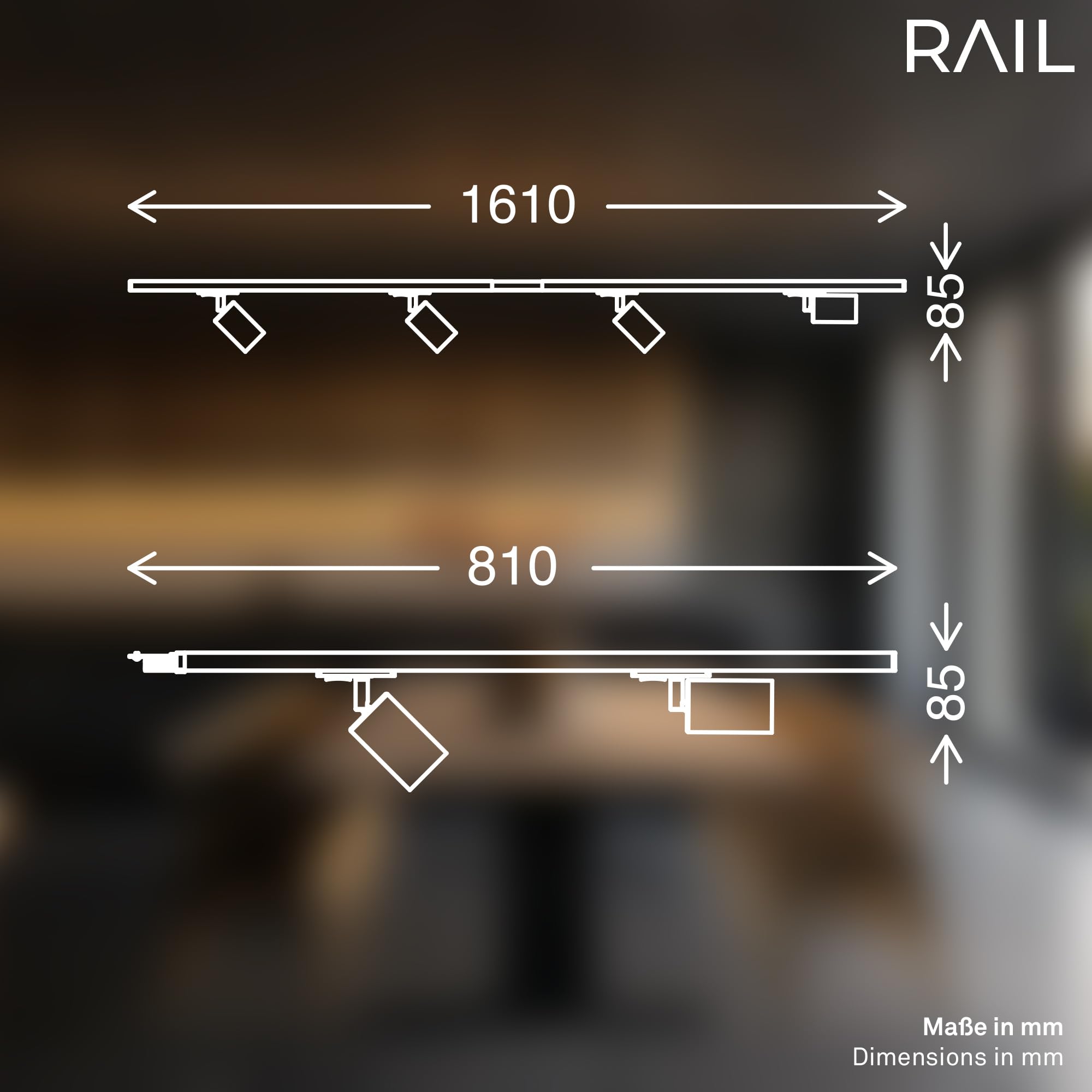 BRILONER - System szynowy Rail kompletny zestaw, 6 x GU10 spotów wychylnych, zasilanie, system szyn świetlnych, sufit, szyna reflektorowa, lampa sufitowa, lampa sufitowa, światło punktowe, 2,25 m,
