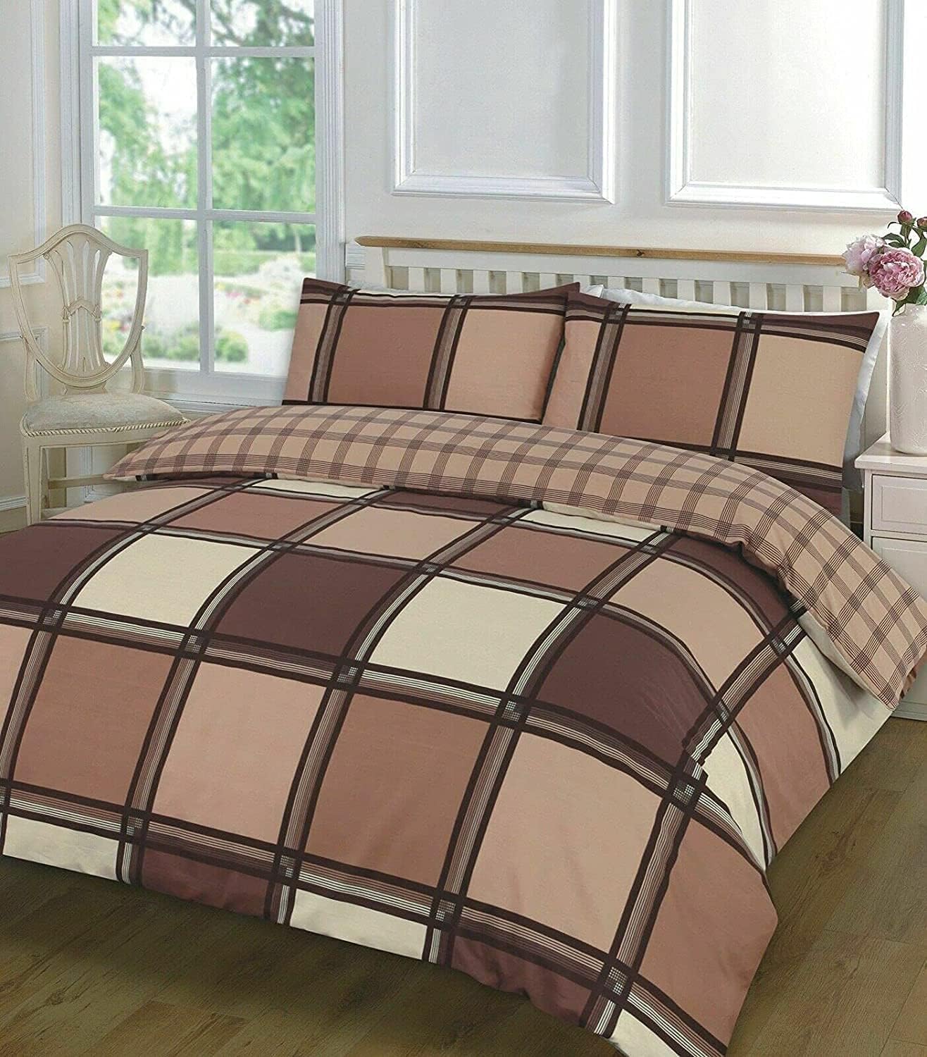 HOME ACE Logan Chocolate Printed Single Duvet Cover Set - Easy Care Poly Cotton Single Quilt Cover Bedding Set - 135CM x 200CM with 1 Pillowcase 50CM x 75CM โ image 1