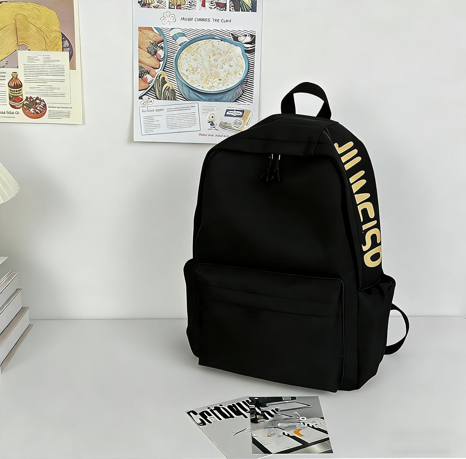 Black Laptop Backpack Solid Color Large Capacity Lightweight Waterproof Daily Rucksack Computer Bag Fits 15.6 Inch Notebook (Black)