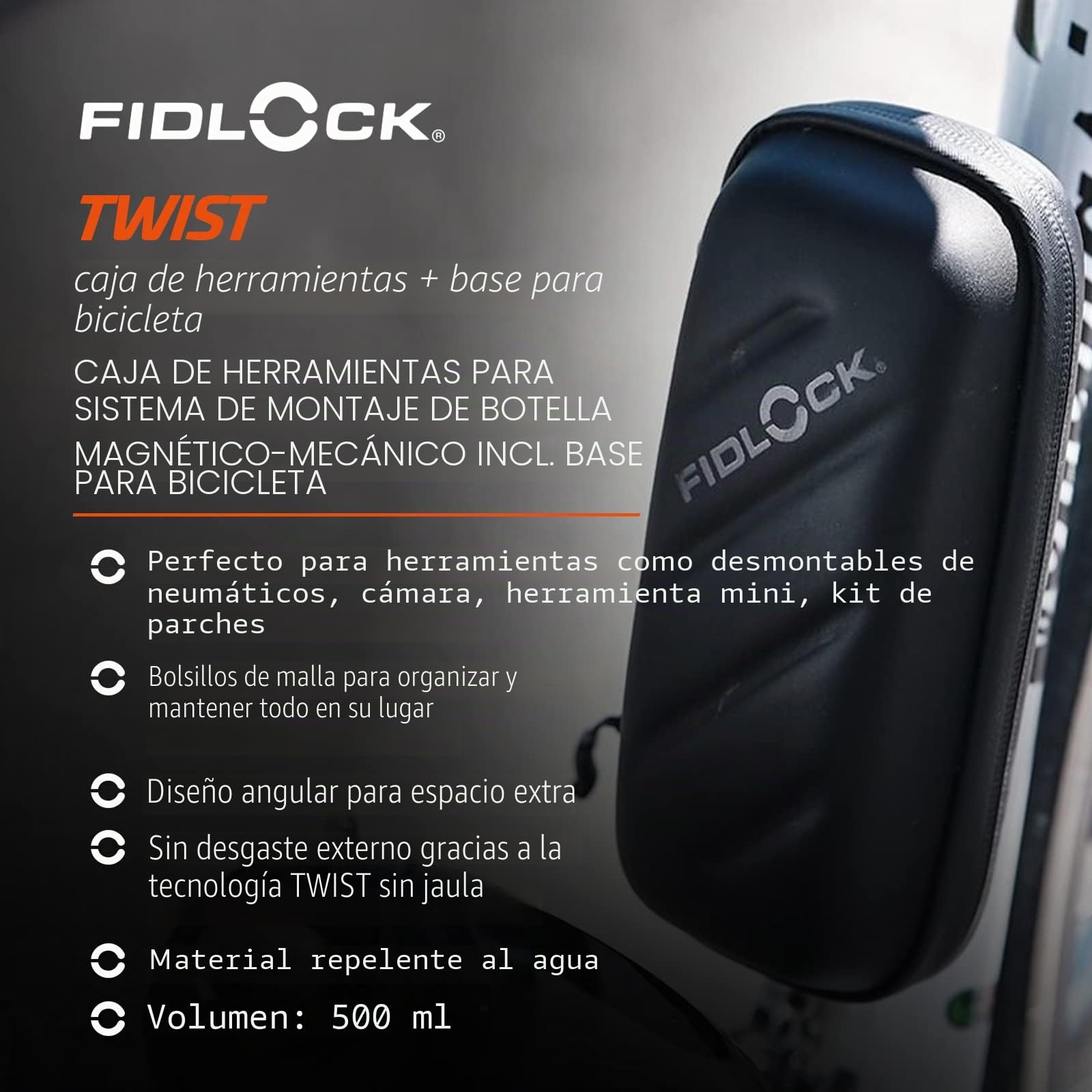 Fidlock Twist Toolbox + Bike Base, Bidones Y Portabidones Unisex Adulto, Negro, ESTANDAR