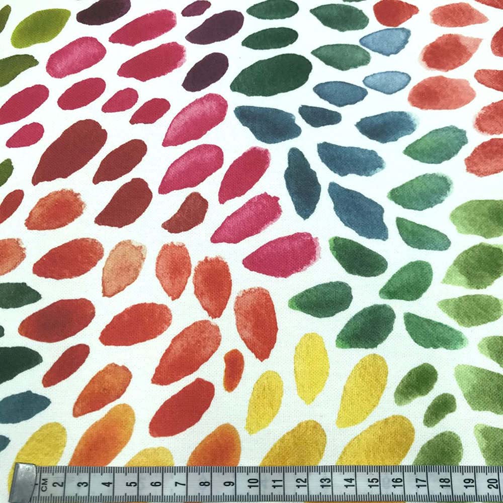 Kt KILOtela - Tkanina płócienna z nadrukiem cyfrowym - Half Panama 100% bawełna organiczna, Oeko-Tex Standard 100 - Retal 100 cm Długość x 280 cm Szerokość | Płatki kwiatów - Wielobarwny ─ 1 metr